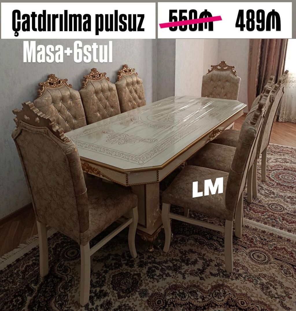 Qonaq otağı üçün, Yeni, Açılmayan, 6 stul