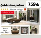 Yataq otağı dəsti – müasir dizayn, qara rəngli korpus və qızılı — Мебель