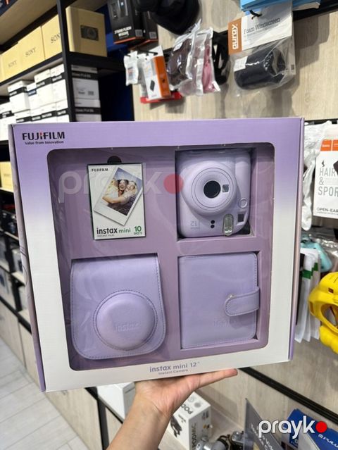 Fujifilm Instax mini 12 – Lila rəngdə instant kamera dəsti Dəst