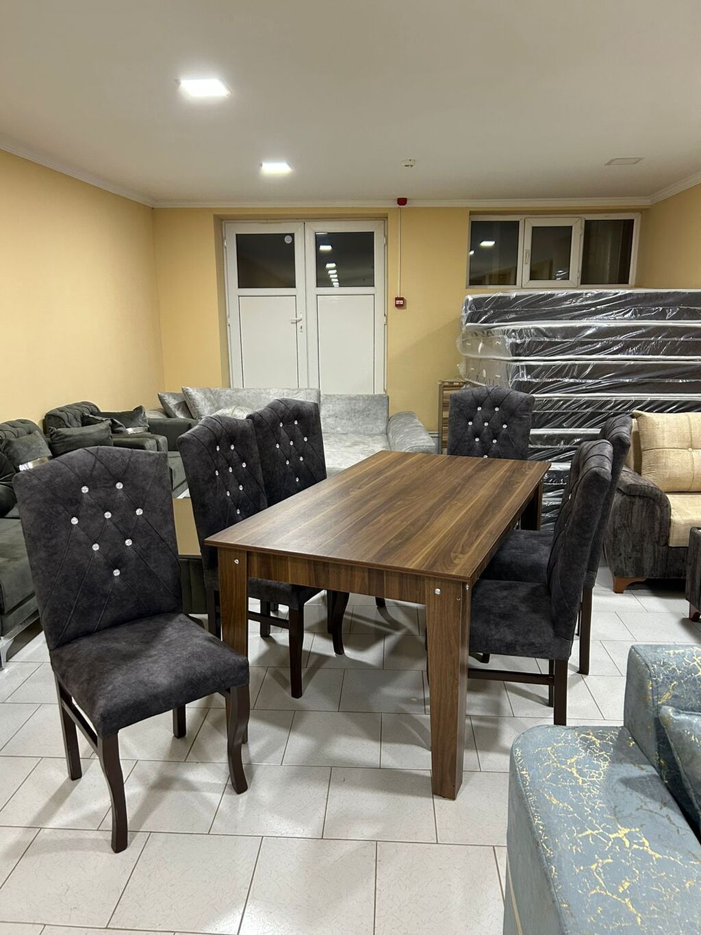 Yeni, Açılmayan, Dördbucaq masa, 6 stul — Mebel, Bakı