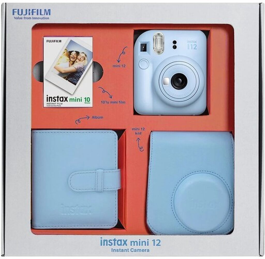FUJIFILM Instax Mini 12 Instant Camera – Hədiyyə Dəsti Dəst tərkibi