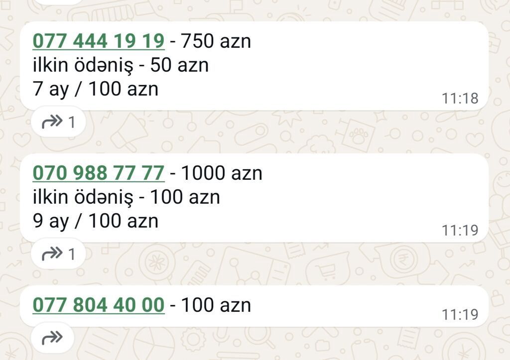 Xüsusi və yadda qalan mobil nömrələr satılır. Seçimlər arasında — Elektronika, Bakı (7)