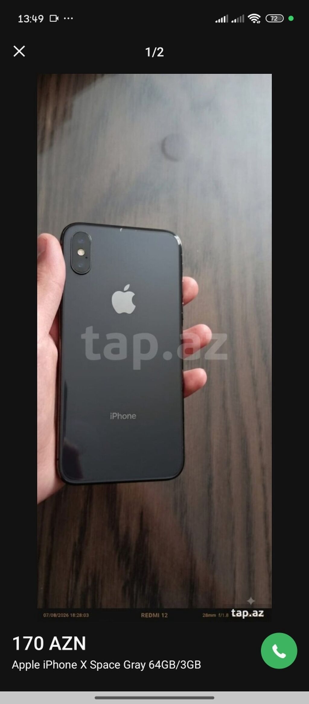 IPhone X, 64 GB, Space Gray — Apple iPhone, Bakı (2)
