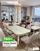 Məhsul: Masa Dəsti - Ölçü: 90×160/200 sm (açılan mexanizmli, uzadıla — Mebel