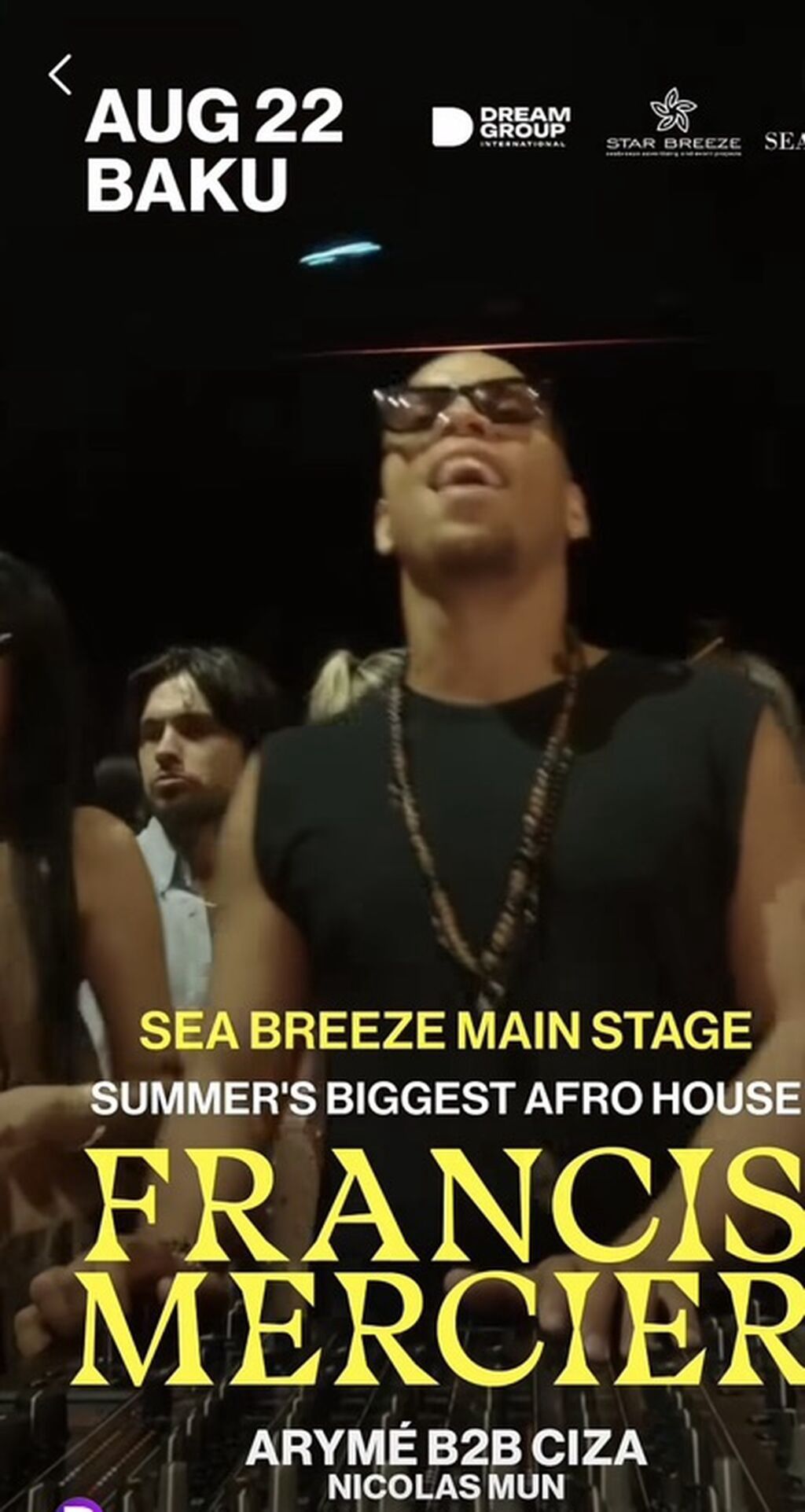 22 avqust konsert Francis Mercier Tarix və yer: 22 avqust Seabreeze