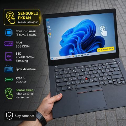 Sensorlu 14 ekran/i5-8 nəsil/8GB DDR4/SSD 256gb Salam əziz dostlar 🖐🏻 — Bakı