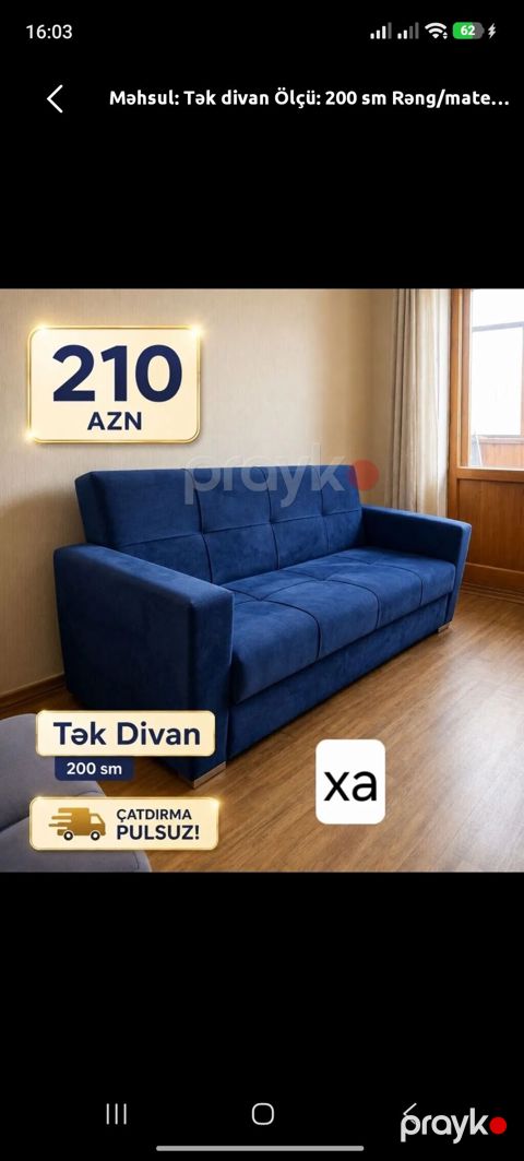 Divan, Yeni, Vеlur parça, Şəhərdaxili pulsuz çatdırılma