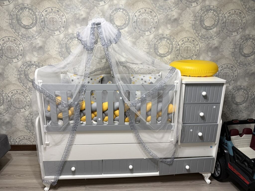 Uşaq beşiyi və komodla birgə dəst - Marka/model: Ayminc (lövhədə yazı — Mebel, Masazır (3)