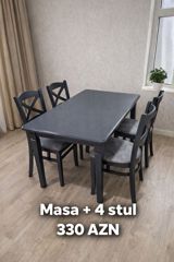 Mətbəx/qonaq otağı üçün masa və 4 stul dəsti - Rəng seçimləri: qara — Fatime mebel — Mebel