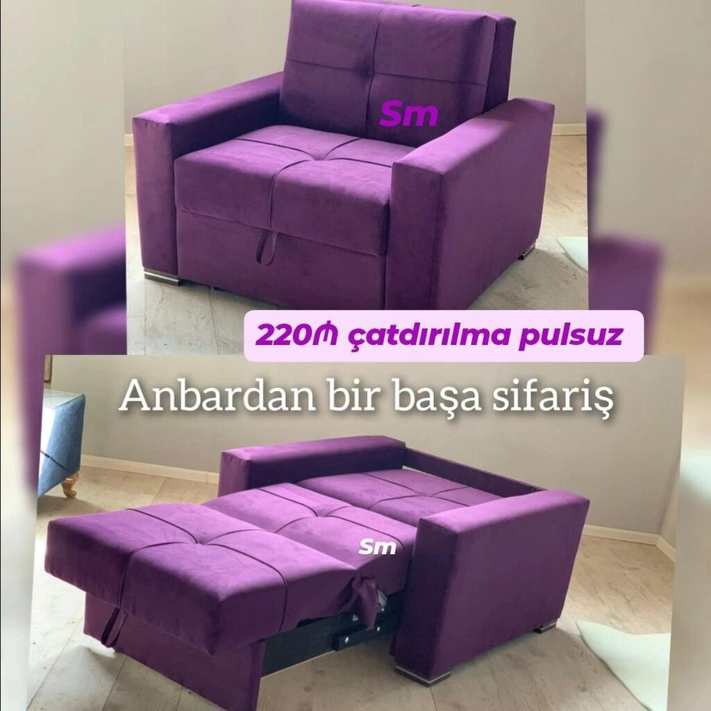 Çevrilən kreslo‑çarpayı - Rəng: bənövşəyi - Mexanizm: çəkib-açılan — Kreslolar, Digah