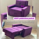 Çevrilən kreslo‑çarpayı - Rəng: bənövşəyi - Mexanizm: çəkib-açılan — Mallar