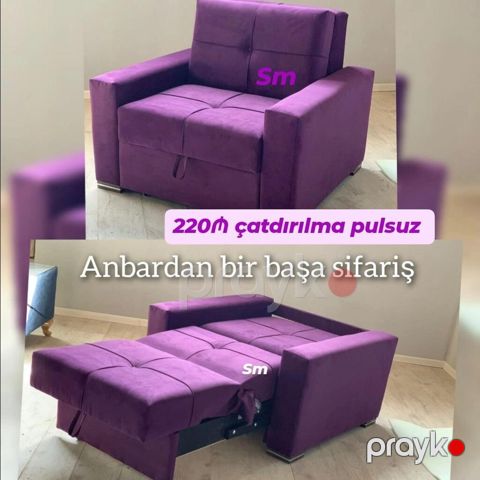 Çevrilən kreslo‑çarpayı - Rəng: bənövşəyi - Mexanizm: çəkib-açılan — Digah