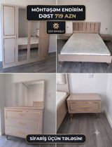 Möhtəşəm yataq otağı mebel dəsti – zərif bej rəng və qızılı dekor — Furniture