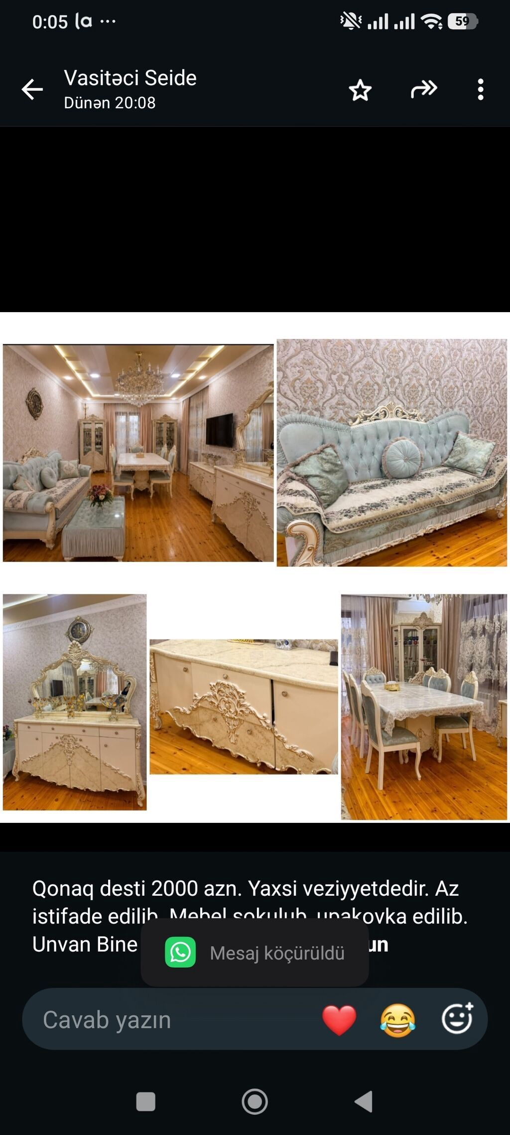 Qonaq desti 2000 azn. Yaxsi veziyyetdedir. Az istifade edilib. Mebel — Mebel, Bakı
