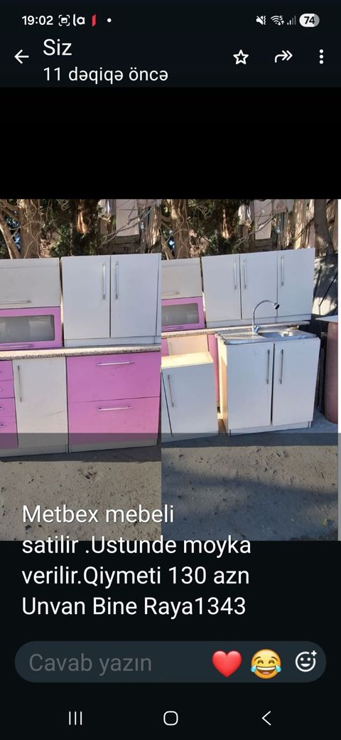 Mətbəx mebeli dəsti — üst və alt dolablar komplekt