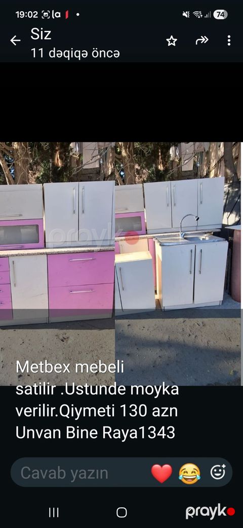 Mətbəx mebeli dəsti — üst və alt dolablar komplekt
