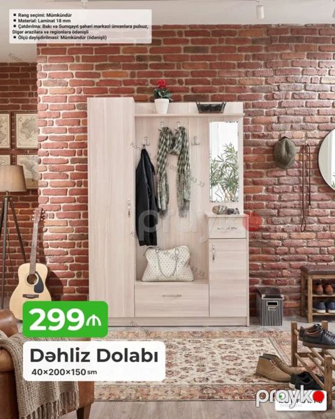 Dəhliz dolabı – 40×200×150 sm — Bakı