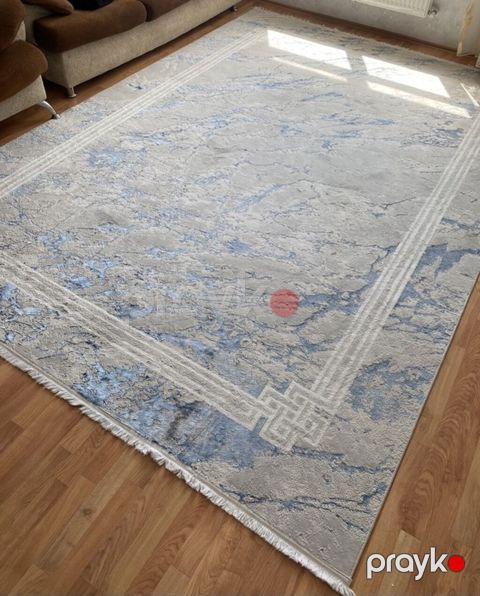 Dekorativ xalça — mavi mermer effektli, 2.5 × 3.5 m