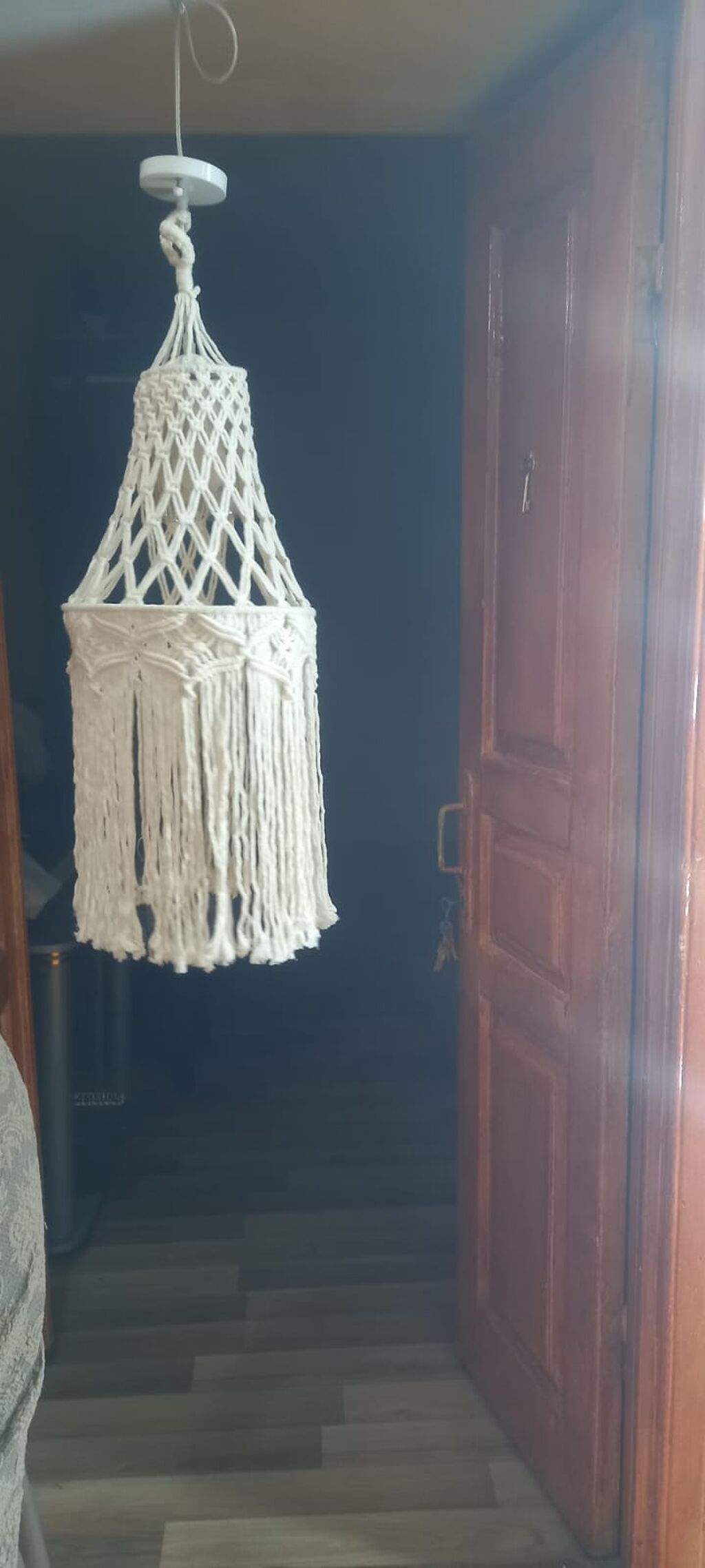 Makrame əl işı abajur/plafon - Material: təbii pambıq məftilsiz — İşıqlandırma, Digah (2)