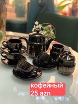 Qəhvə dəsti, rəng - Qara, Keramika, 6 nəfərlik — Nara