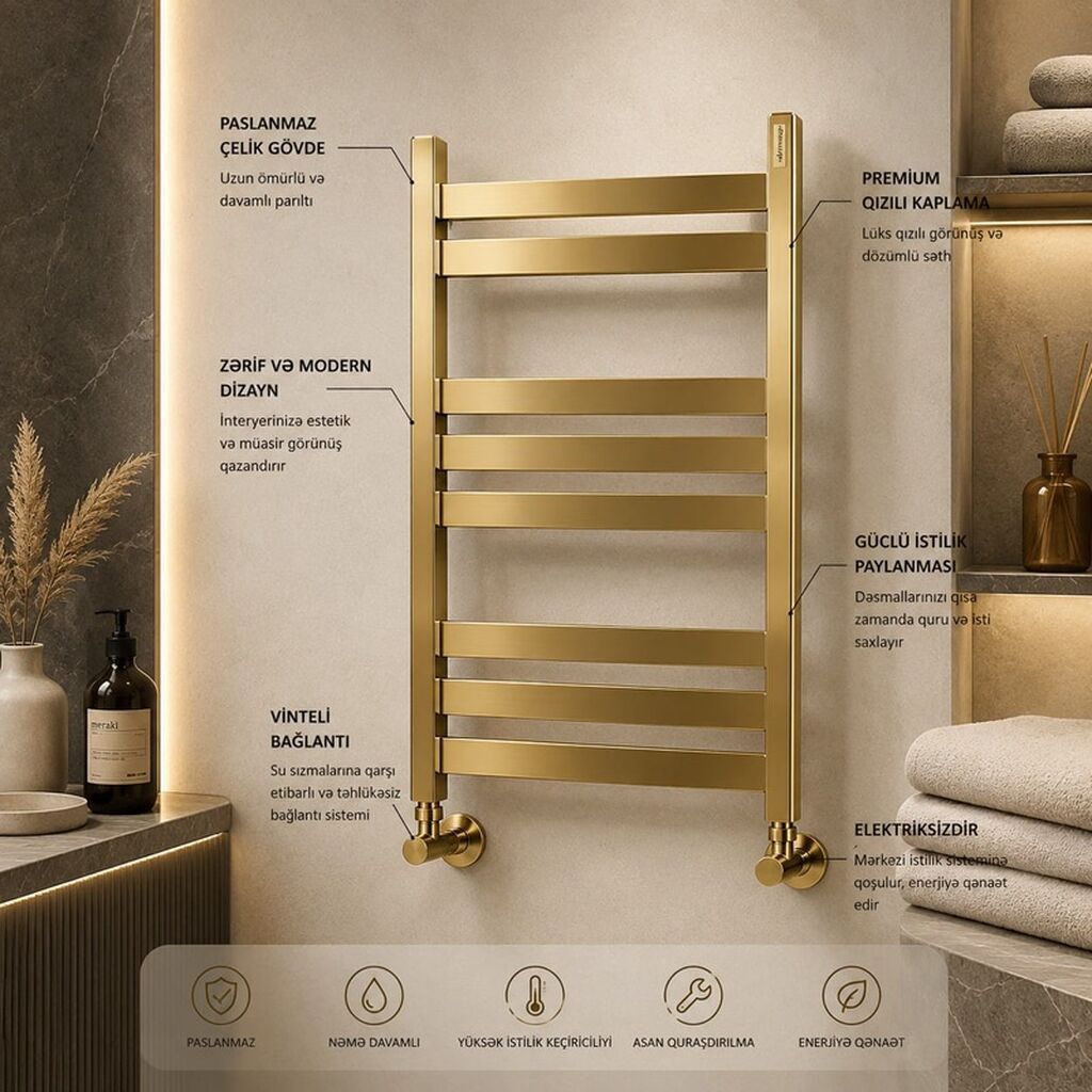 Premium havluq/dəsmal quruducuları – zərif dizayn, yüksək keyfiyyət — Santexnika, Bakı (8)