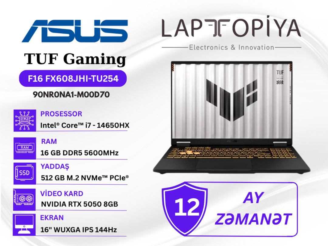 ASUS TUF Gaming F16 FX608JHI-TU254 (90NR0NA1-M00D70) — Elektronika, Bakı