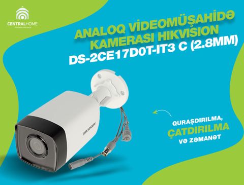 Analoq Videomüşahidə Kamerası Hikvision DS-2CE17D0T-IT3 C 2.8mm — Bakı