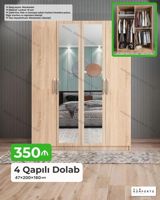 4 qapılı paltar dolabı – 47×200×160 sm - Material: 18 mm laminat - Ön — Mebel