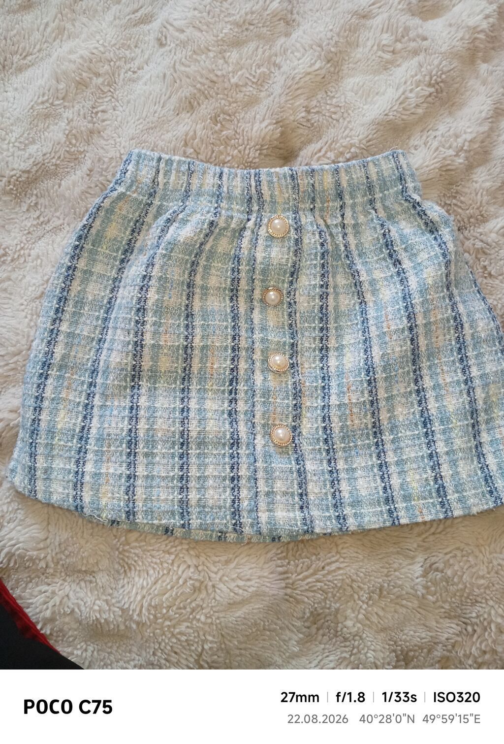 Zərif dizayna malik qısa ətək. - Material: tweed tipli toxunma parça — Ətəklər, Digah