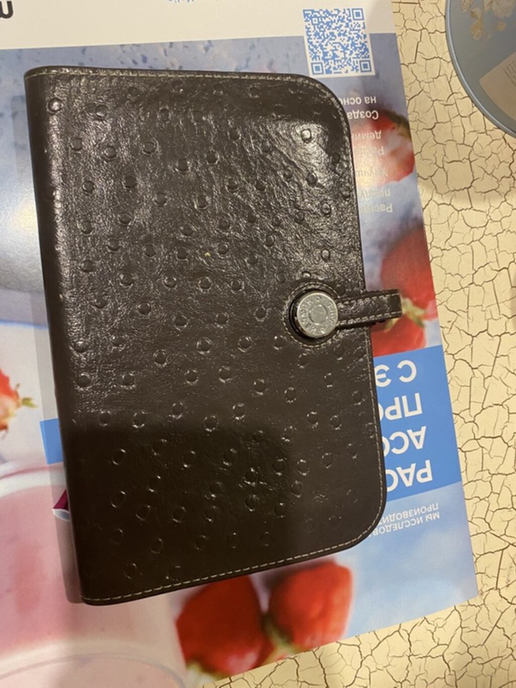 Qəhvəyi dəri nağara teksturalı təşkilatçı/cüzdan - Material: parlaq — Aksesuarlar, Bakı (2)