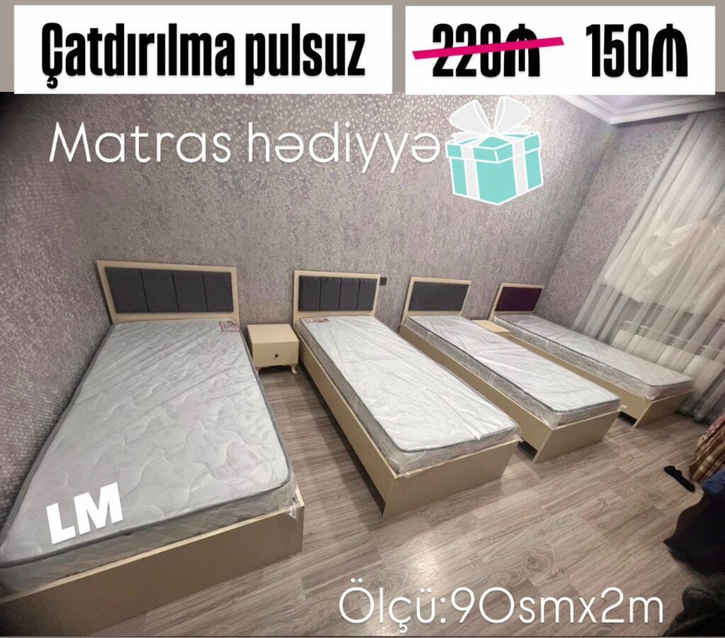 Tək nəfərlik çarpayılar – ölçü: 90 sm x 2 m - Başlıq hissəsi