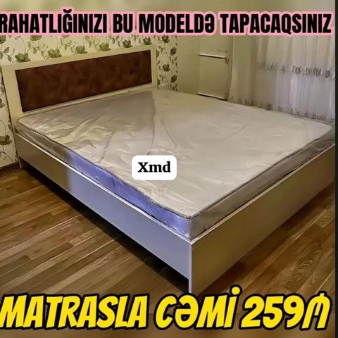 Mebel dəsti – ikinəfərlik çarpayı və matrass - Dəst: çarpayı + — Ucuz serfeli Mebel — Yataq otağı mebel dəstləri