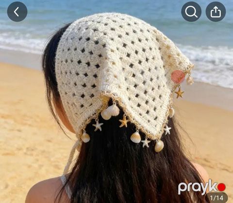 Kroşe baş örtüyü/bandana – əl işi - Model: Üçbucaq formalı, tor — Bakı