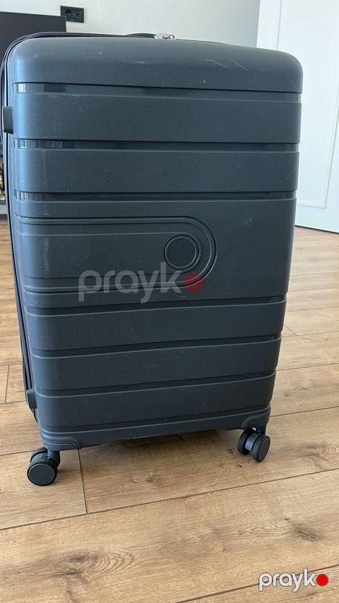 Sərt korpuslu böyük səyahət çamadanı – tünd boz rəng - Material — Bakı