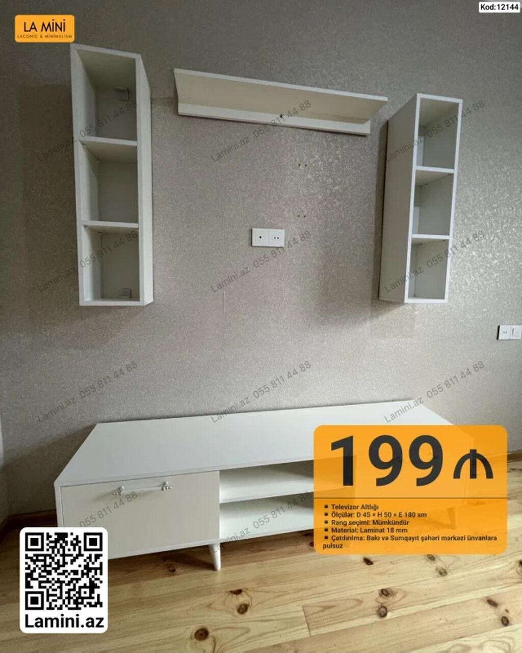 TV altlığı və divar rəf dəsti - Modell kodu: 12144 - Komplekt: 1