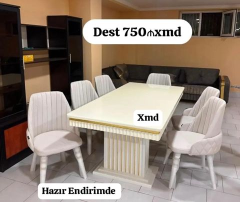 Yemək otağı dəsti – 1 masa + 6 stul - Dəst qiyməti: 750 AZN (şəkildə