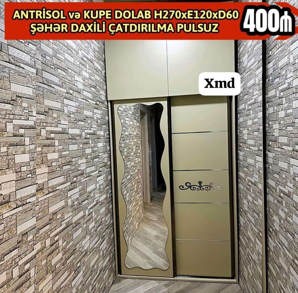 Antrisol və kupe dolab dəsti — H270 x E120 x D60 sm