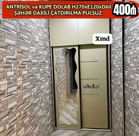 Antrisol və kupe dolab dəsti — H270 x E120 x D60 sm