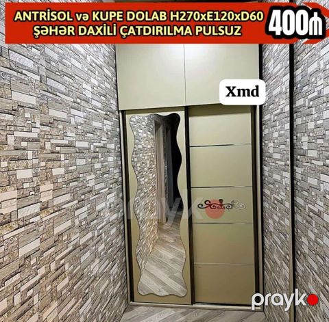 Antrisol və kupe dolab dəsti — H270 x E120 x D60 sm