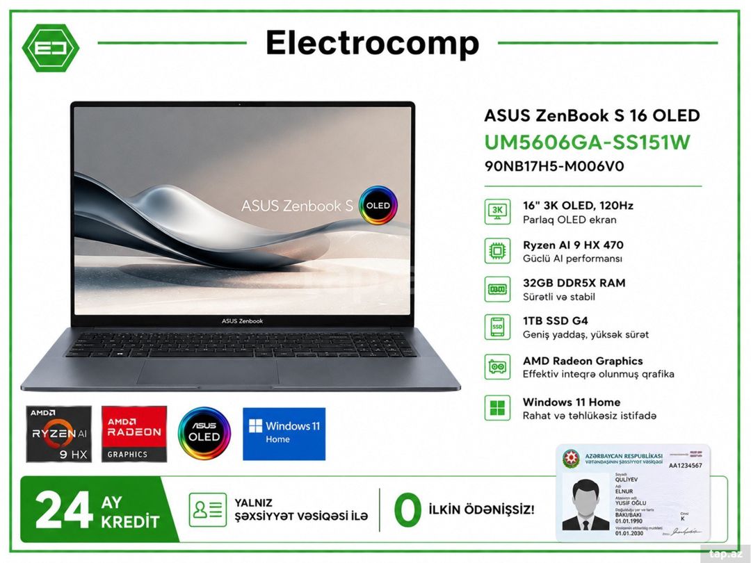 ASUS ZenBook S 16 OLED — Elektronika, Bakı