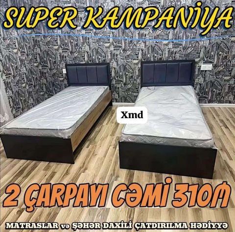 2 ədəd tək nəfərlik çarpayı dəsti — matras və çatdırılma daxil