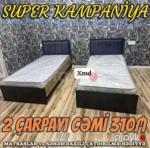 2 ədəd tək nəfərlik çarpayı dəsti — matras və çatdırılma daxil
