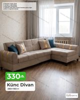 Künc divan – 260×160 sm - Açılan, bazalı mexanizm - 2 ədəd yastıq — Mebel