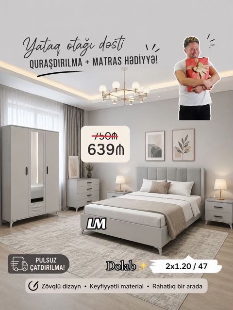 Yataq otağı dəsti – zövqlü dizayn, keyfiyyətli material və rahatlıq