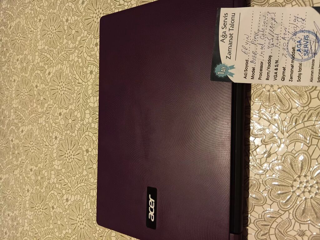 Acer noutbuk - Model: Acer (bənövşəyi/qırmızımtıl qapaq rəngi, “Acer” — Acer, Xırdalan (2)