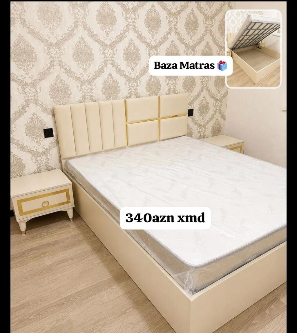 Baza-matras dəsti - Rəng: krem - Başlıq: yumşaq döşəməli, dekorativ — Mebel, Xırdalan