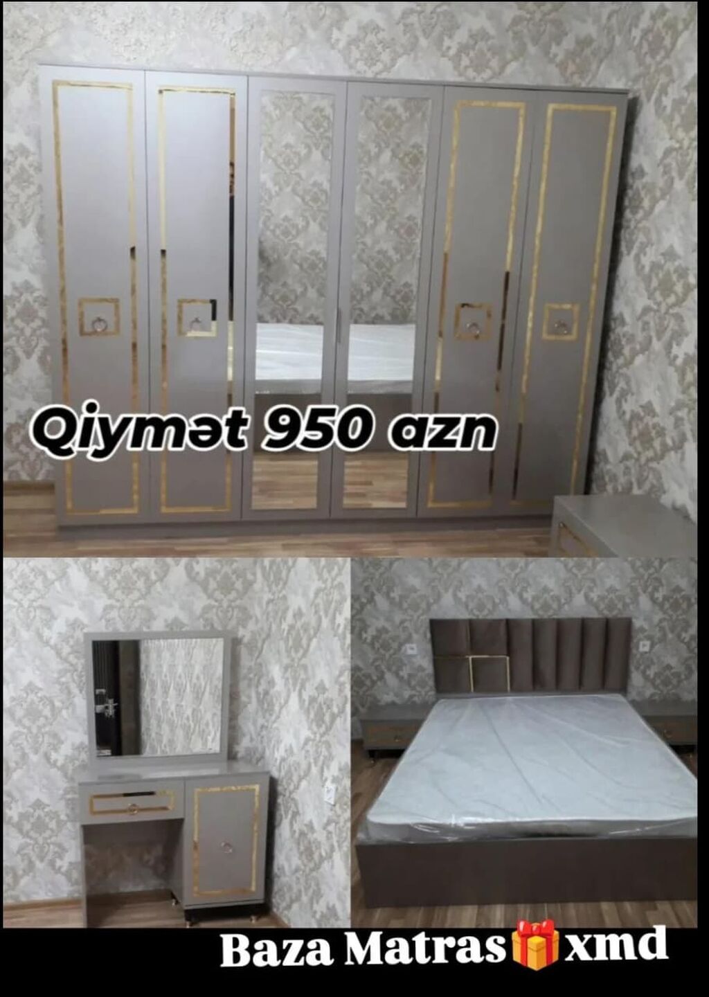 Yataq otağı mebel dəsti • Tərkibi: - 6 qapılı geniş dolab: orta — Yataq otağı mobilya dəstləri, Xırdalan
