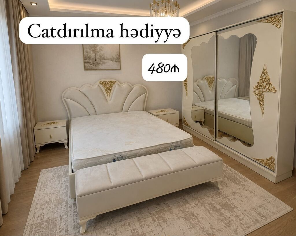 Yataq dəsti 480 azn şok 1,60 /2 taxt 2.20/2,10 dolab Bazal kamod