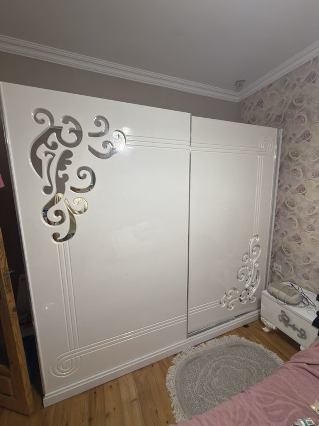 Ağ rəngli sürgülü qapılı geyim şkafı - Material: laminat/MDFlam tipli — Mebel, Digah (3)