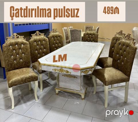 Klassik üslubda Yemək Qarnituru – masa və 6 stul dəsti - Dəst — Bakı